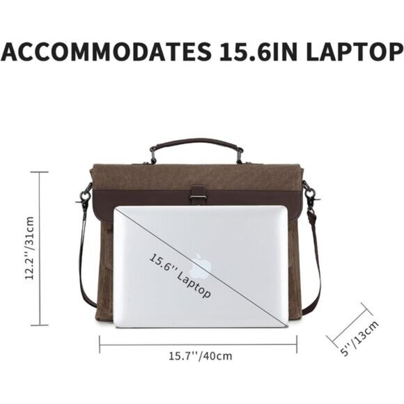 Leather Messenger Bag for Men,Vintage Mens Laptop Bag - Picture 5 of 7